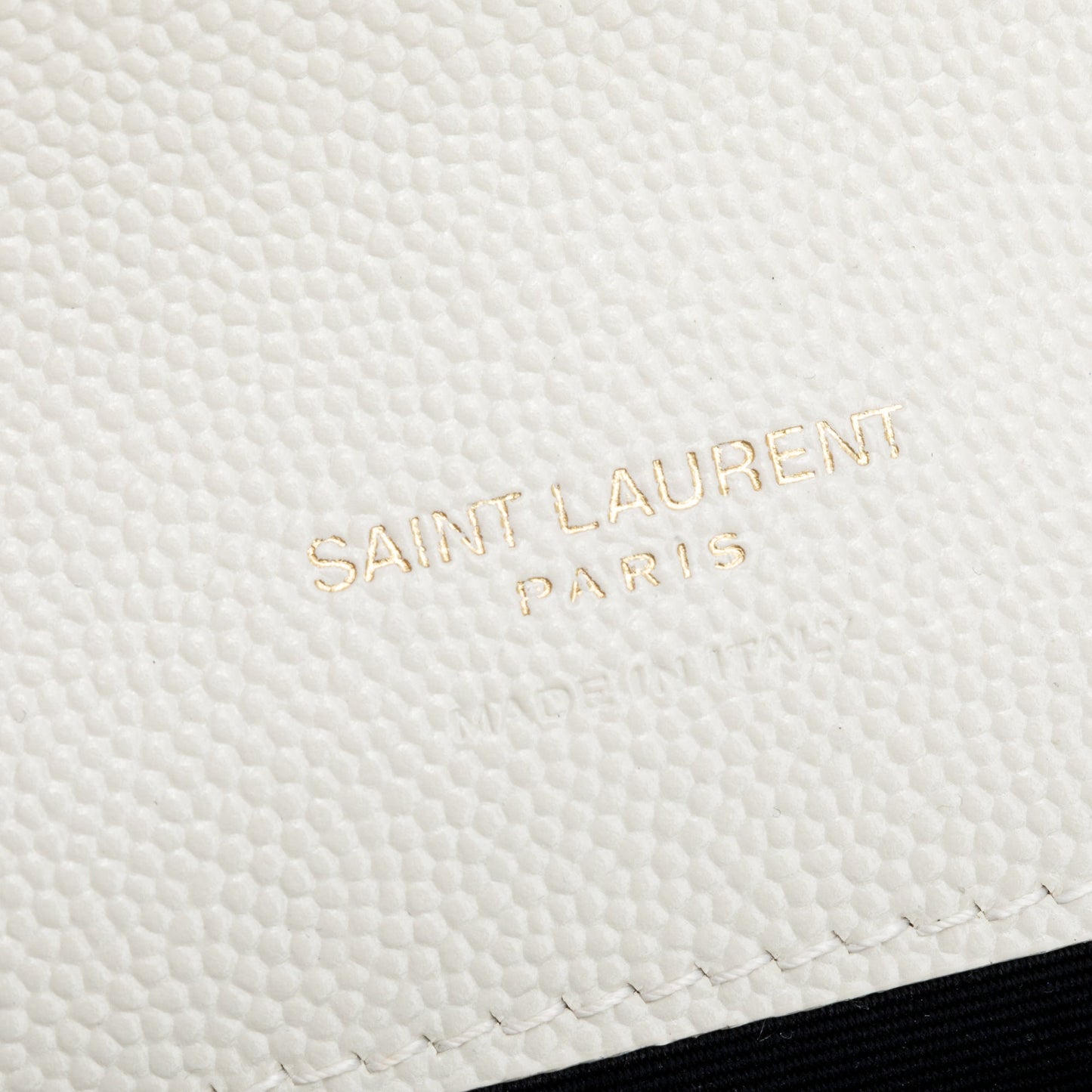 Saint Laurent White Grain de Poudre Matelasse Leather Cassandre Flap Wristlet Pouch