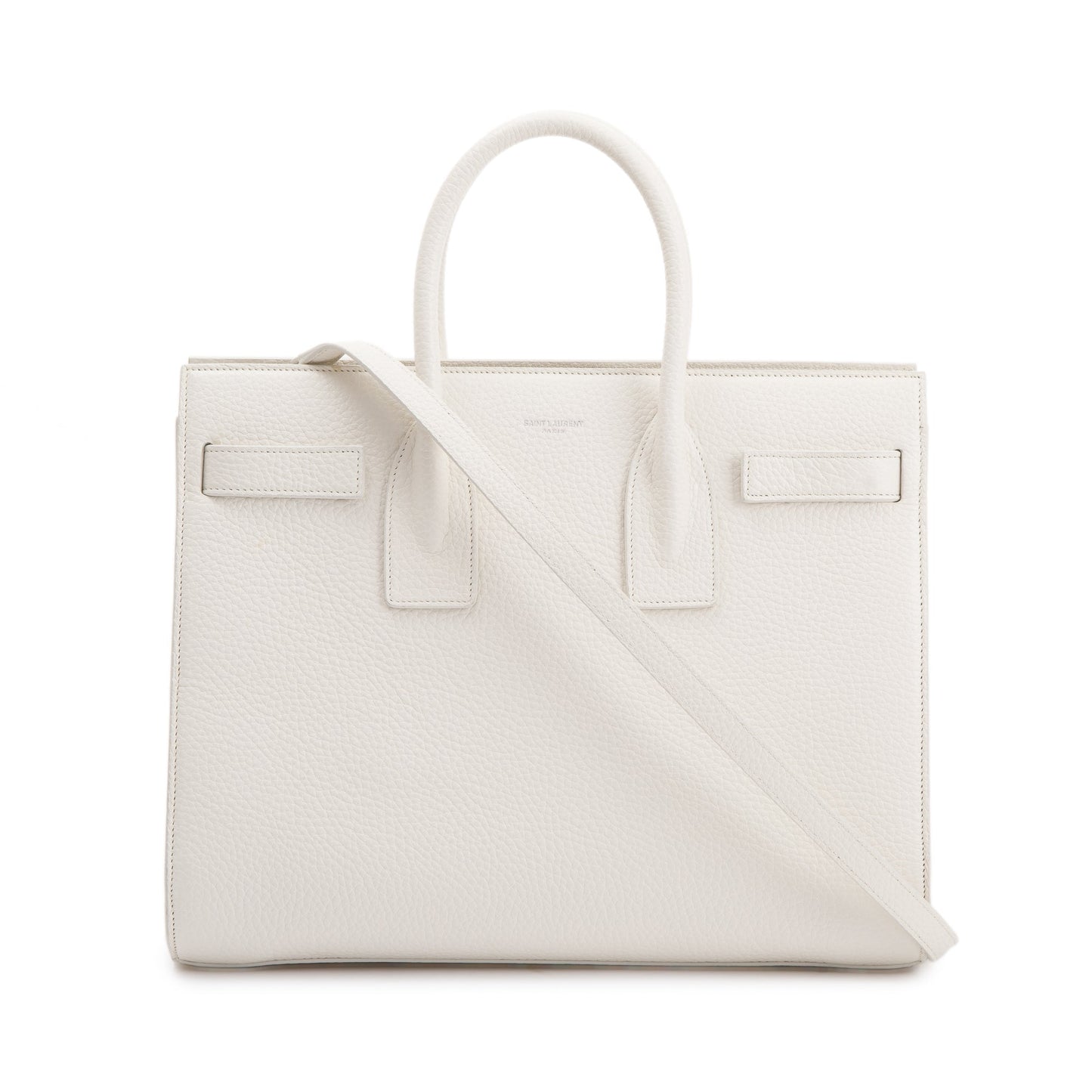 Saint Laurent White Grained Calfskin Small Sac De Jour