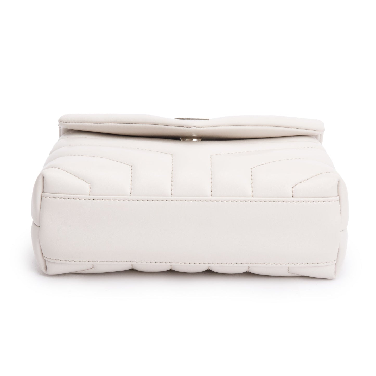 Saint Laurent White Monogram Matelasse Toy Loulou Crossbody Bag