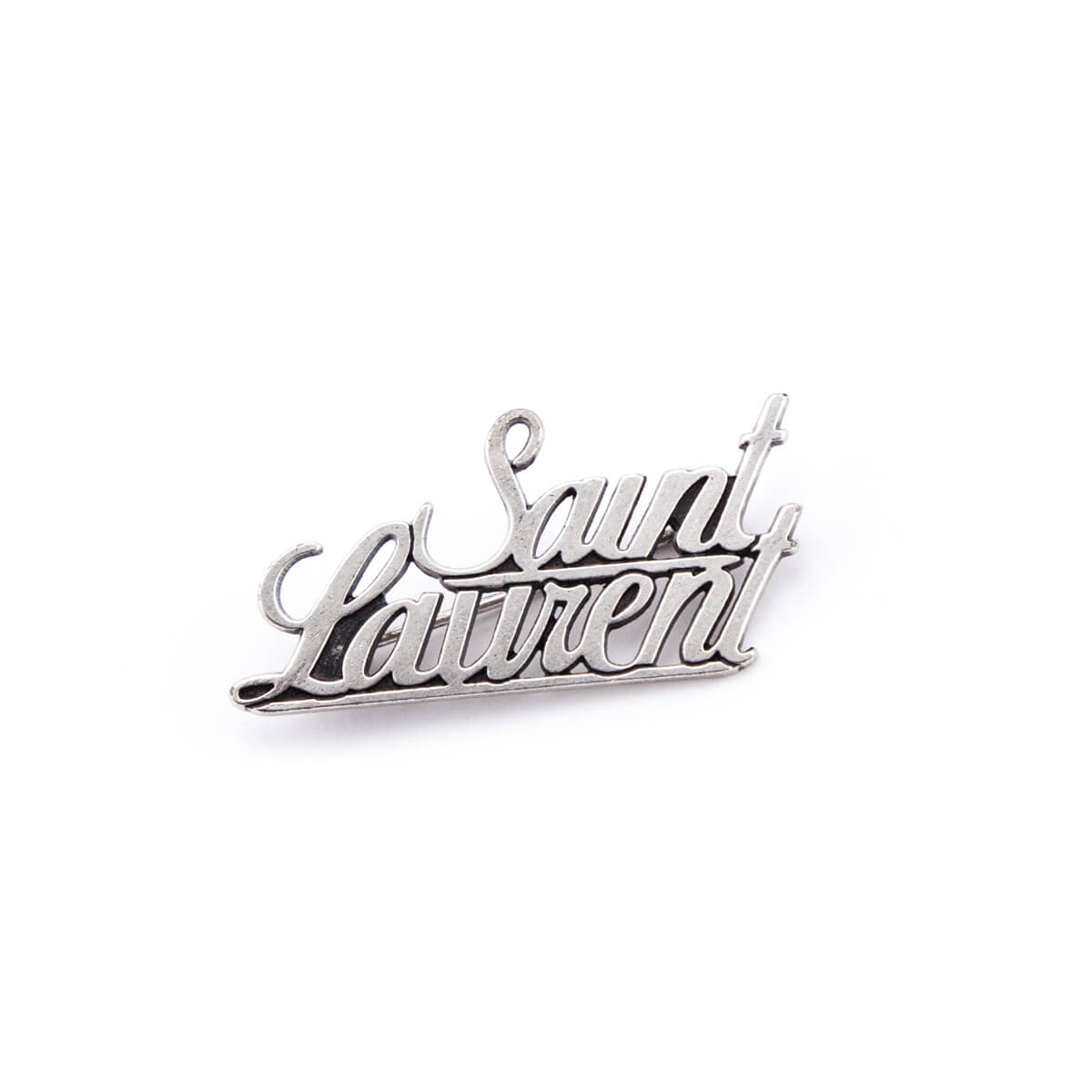 Luxury Saint Laurent Trending 2025 Aged Brass Logo Brooch