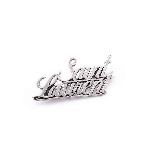 Luxury Saint Laurent Trending 2025 Aged Brass Logo Brooch