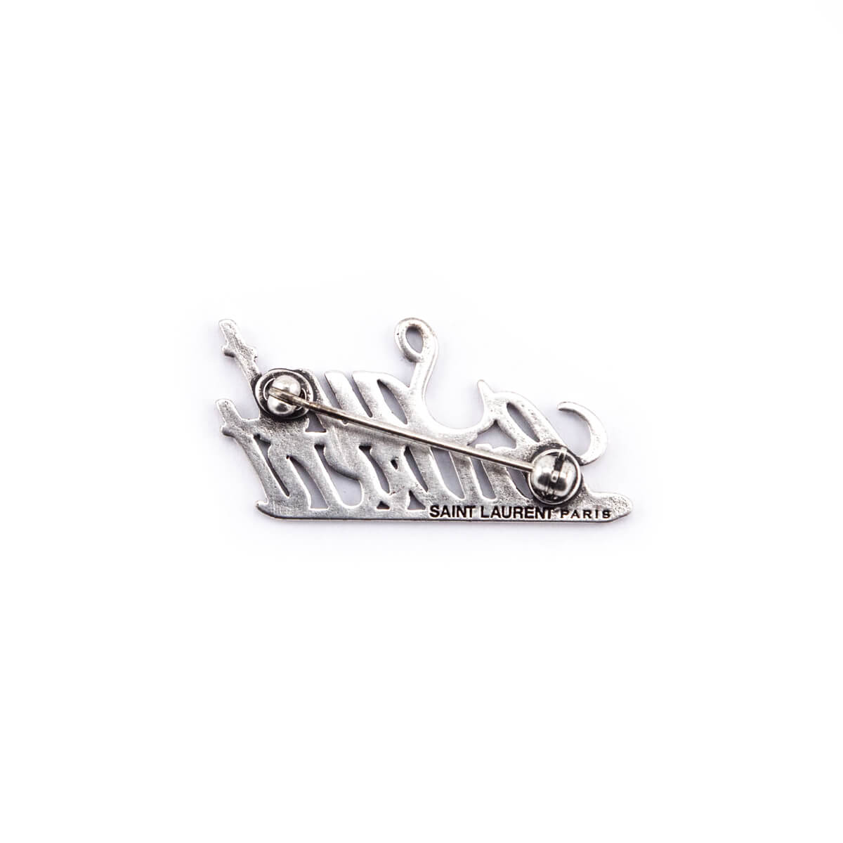 Luxury Saint Laurent Trending 2025 Aged Brass Logo Brooch