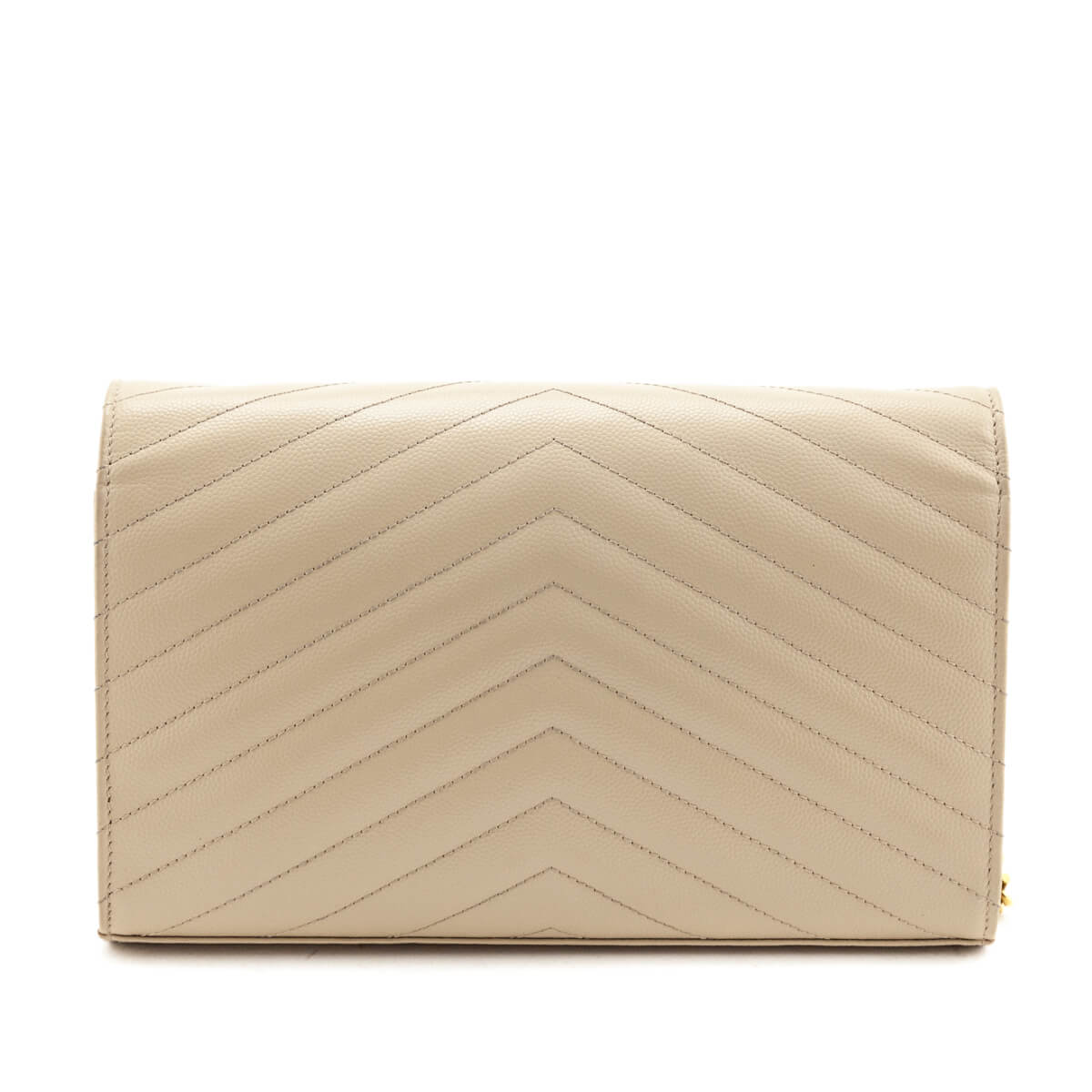 Luxury Saint Laurent Trending 2025 Beige Grain De Poudre Matelasse Chevron Monogram Chain Wallet