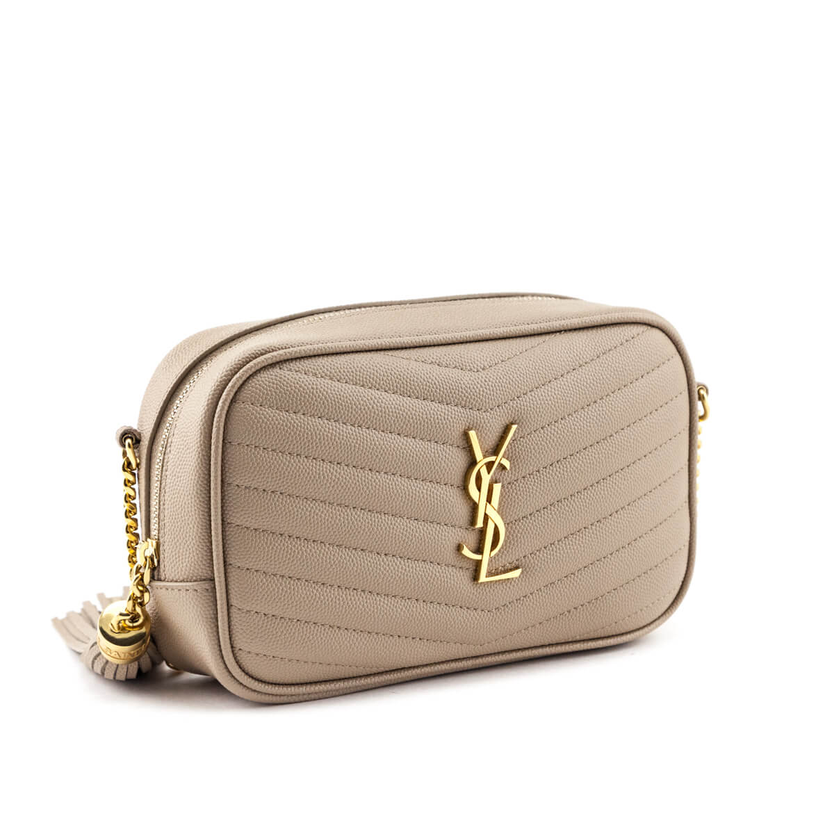 Luxury Saint Laurent Trending 2025 Beige Grain De Poudre Matelasse Monogram Mini Lou Camera Bag
