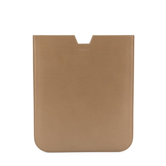 Luxury Saint Laurent Trending 2025 Beige Smooth Calfskin iPad Case