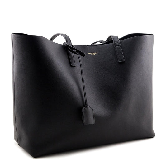 Luxury Saint Laurent Trending 2025 Black Calfskin Large Shopping Tote