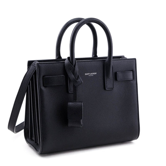 Luxury Saint Laurent Trending 2025 Black Calfskin Nano Sac De Jour Bag