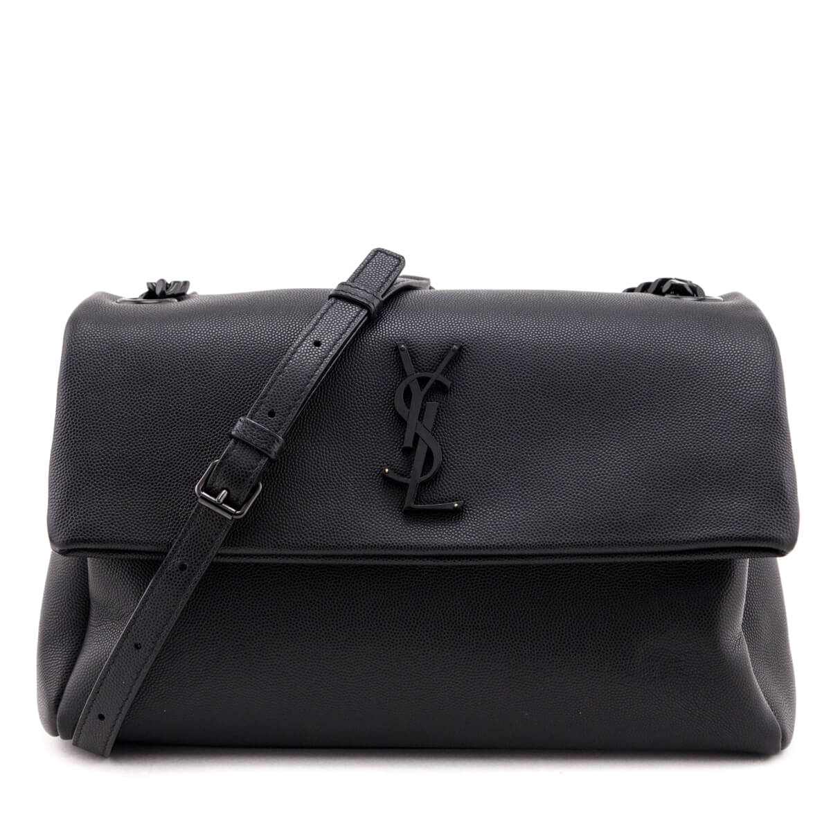 Luxury Saint Laurent Trending 2025 Black Grain De Poudre Medium West Hollywood Monogram Fold-Over Bag