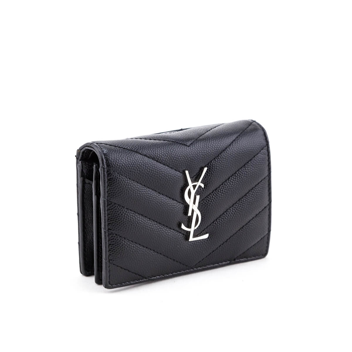 Luxury Saint Laurent Trending 2025 Black Grain De Poudre Monogram Card Case