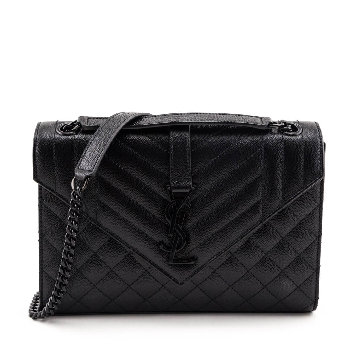 Luxury Saint Laurent Trending 2025 Black Grain de Poudre Mixed Matelasse Triquilt Medium Monogram Satchel