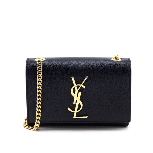 Luxury Saint Laurent Trending 2025 Black Grain de Poudre Small Monogram Kate Chain Bag