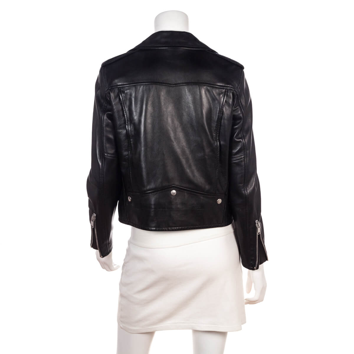 Luxury Saint Laurent Trending 2025 Black Lamb Leather Biker Jacket Size S | FR 38