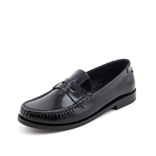 Luxury Saint Laurent Trending 2025 Black Le Loafer Glossed Leather Loafers Size US 8.5 | EU 38.5