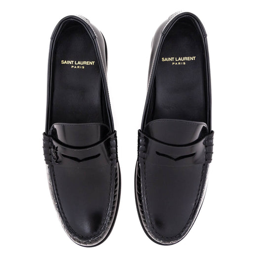Luxury Saint Laurent Trending 2025 Black Le Loafer Glossed Leather Loafers Size US 8.5 | EU 38.5