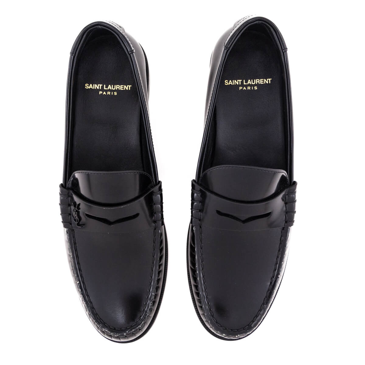 Luxury Saint Laurent Trending 2025 Black Le Loafer Glossed Leather Loafers Size US 8.5 | EU 38.5