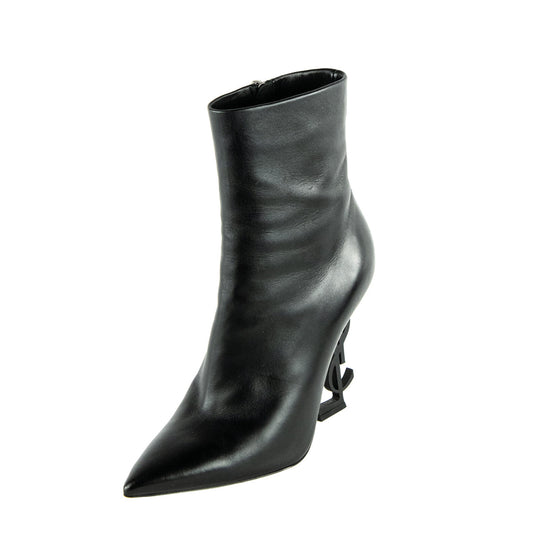 Luxury Saint Laurent Trending 2025 Black Leather Opyum Ankle Boots Size US 6 | EU 36
