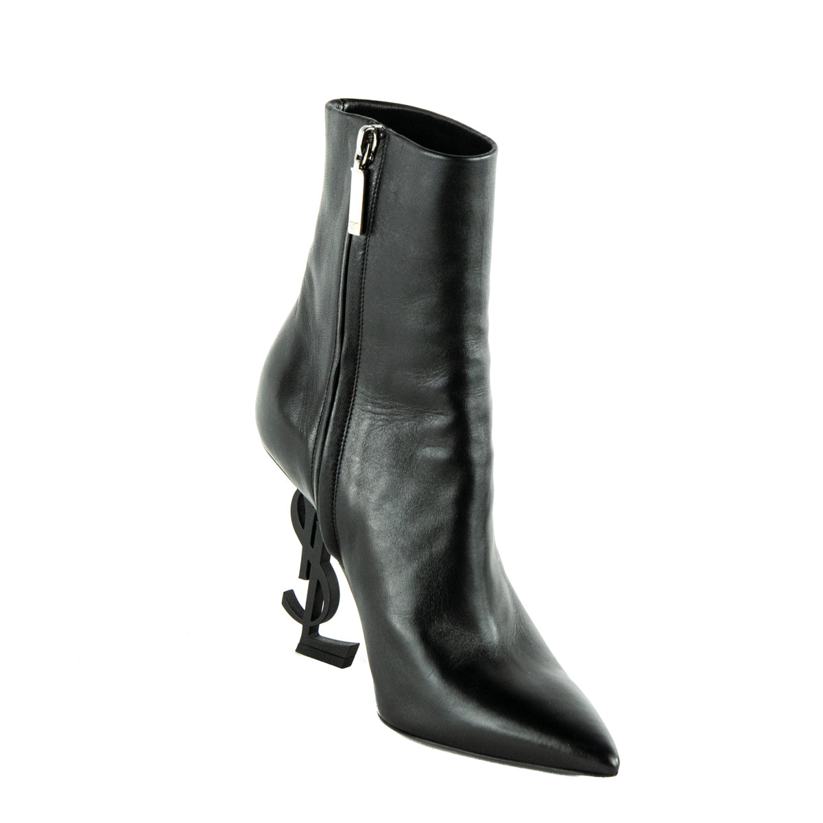 Luxury Saint Laurent Trending 2025 Black Leather Opyum Ankle Boots Size US 6 | EU 36