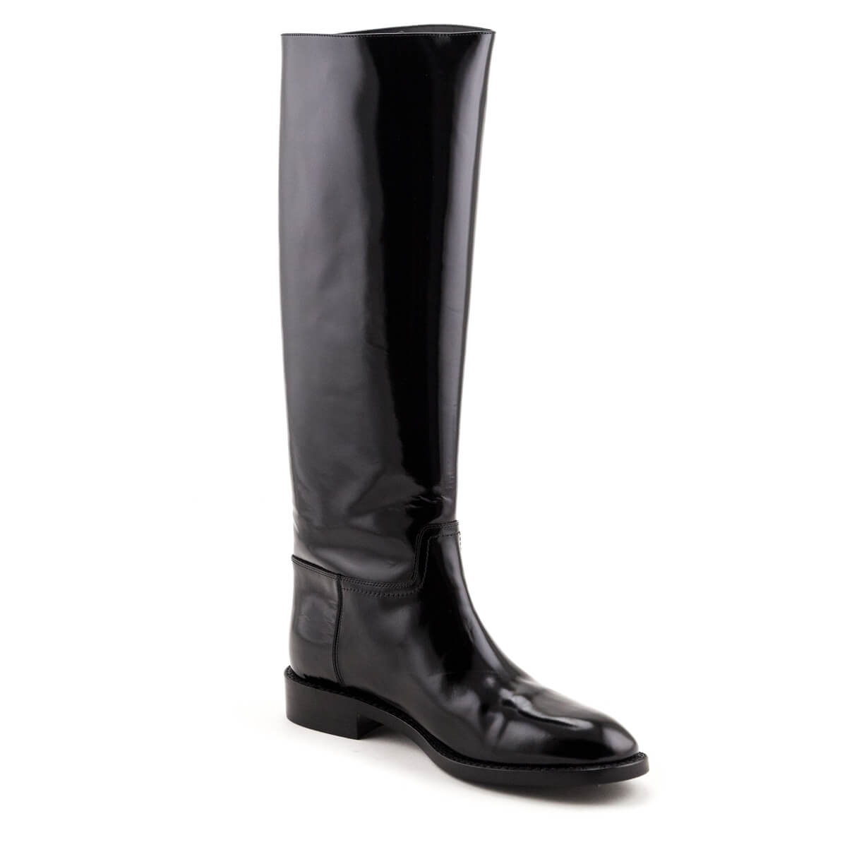 Luxury Saint Laurent Trending 2025 Black Patent Knee-High Riding Boots Size US 8.5 | EU 38.5