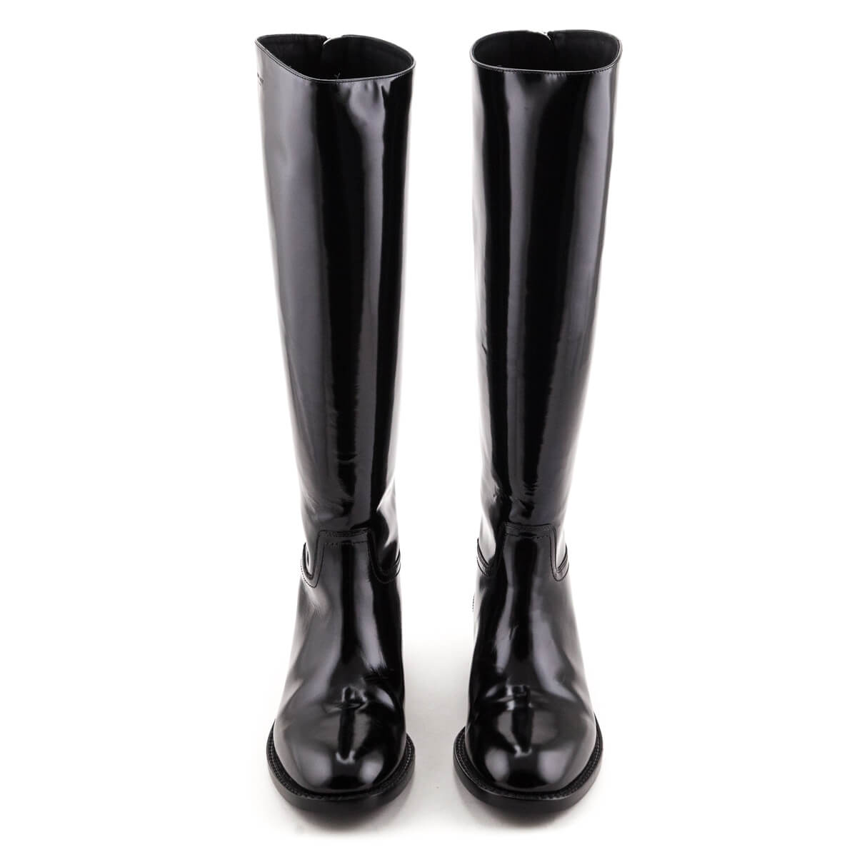 Luxury Saint Laurent Trending 2025 Black Patent Knee-High Riding Boots Size US 8.5 | EU 38.5