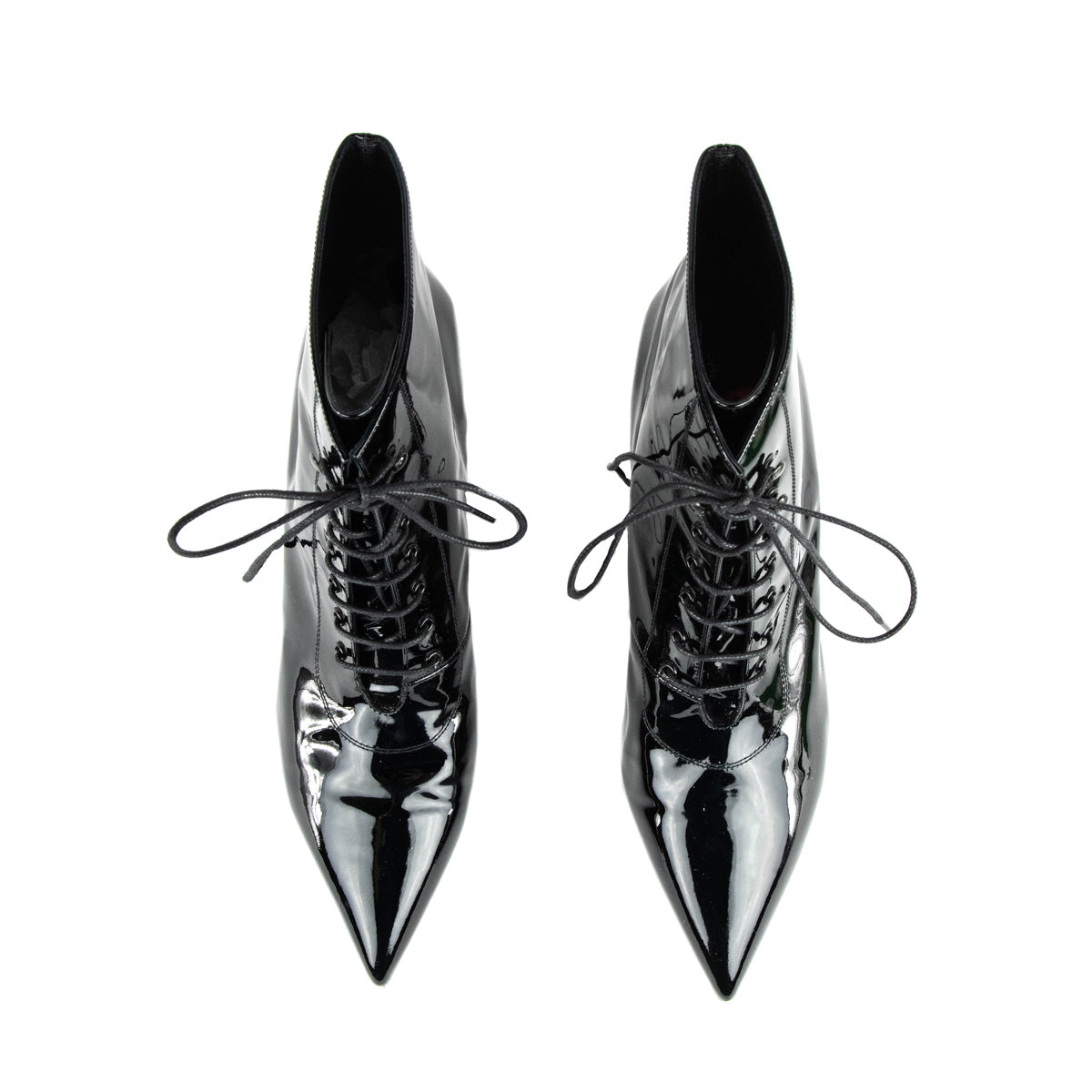 Luxury Saint Laurent Trending 2025 Black Patent Lace Up Ankle Boots Size US 11 | EU 41