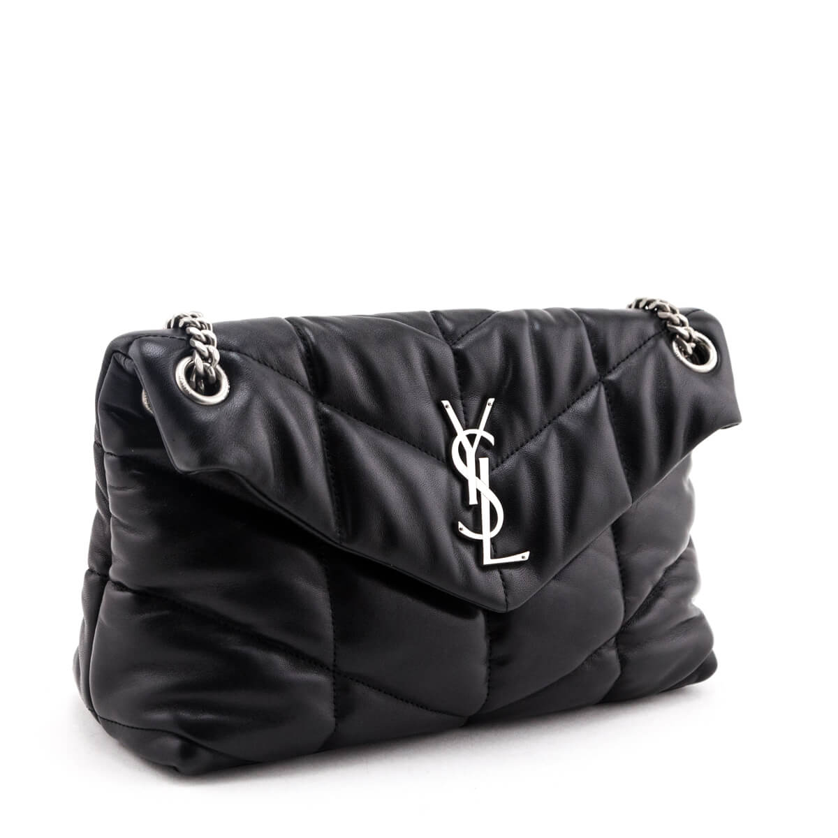 Luxury Saint Laurent Trending 2025 Black Quilted Lambskin Small Puffer Bag