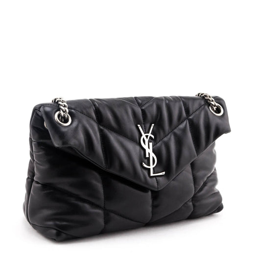 Luxury Saint Laurent Trending 2025 Black Quilted Lambskin Small Puffer Bag