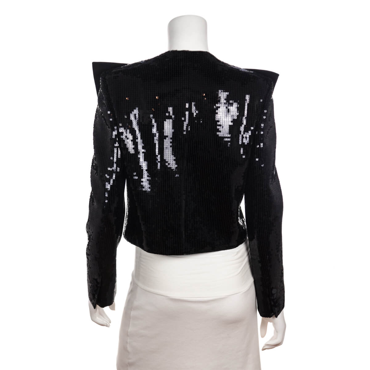 Luxury Saint Laurent Trending 2025 Black Satin & Sequin Jacket Size M | FR 38
