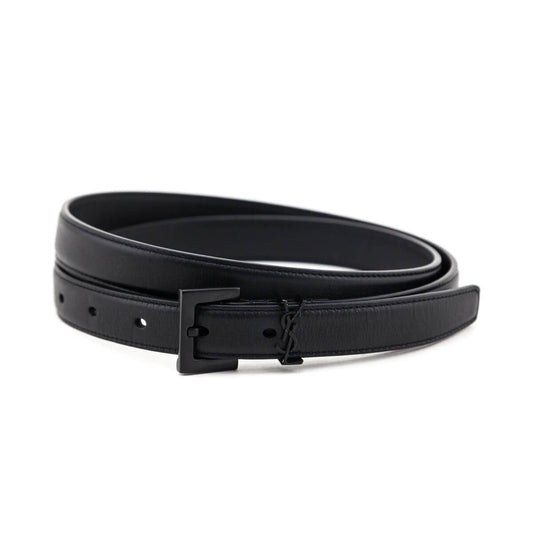 Luxury Saint Laurent Trending 2025 Black Cassandre Thin Belt Size L