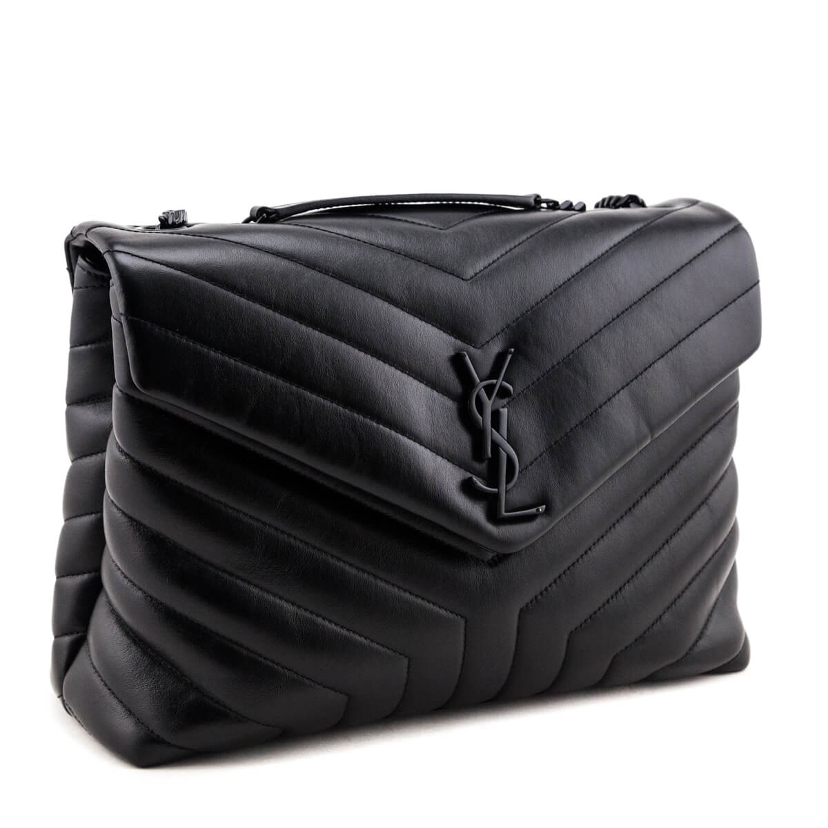 Luxury Saint Laurent Trending 2025 Black Y Quilted Leather Monogram Medium Loulou Chain Satchel