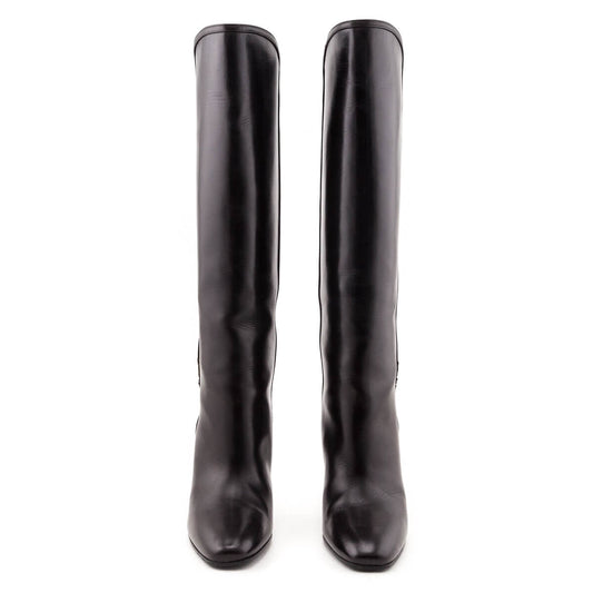 Luxury Saint Laurent Trending 2025 Brown Leather Jane Knee-High Boots Size US 11 | EU 41
