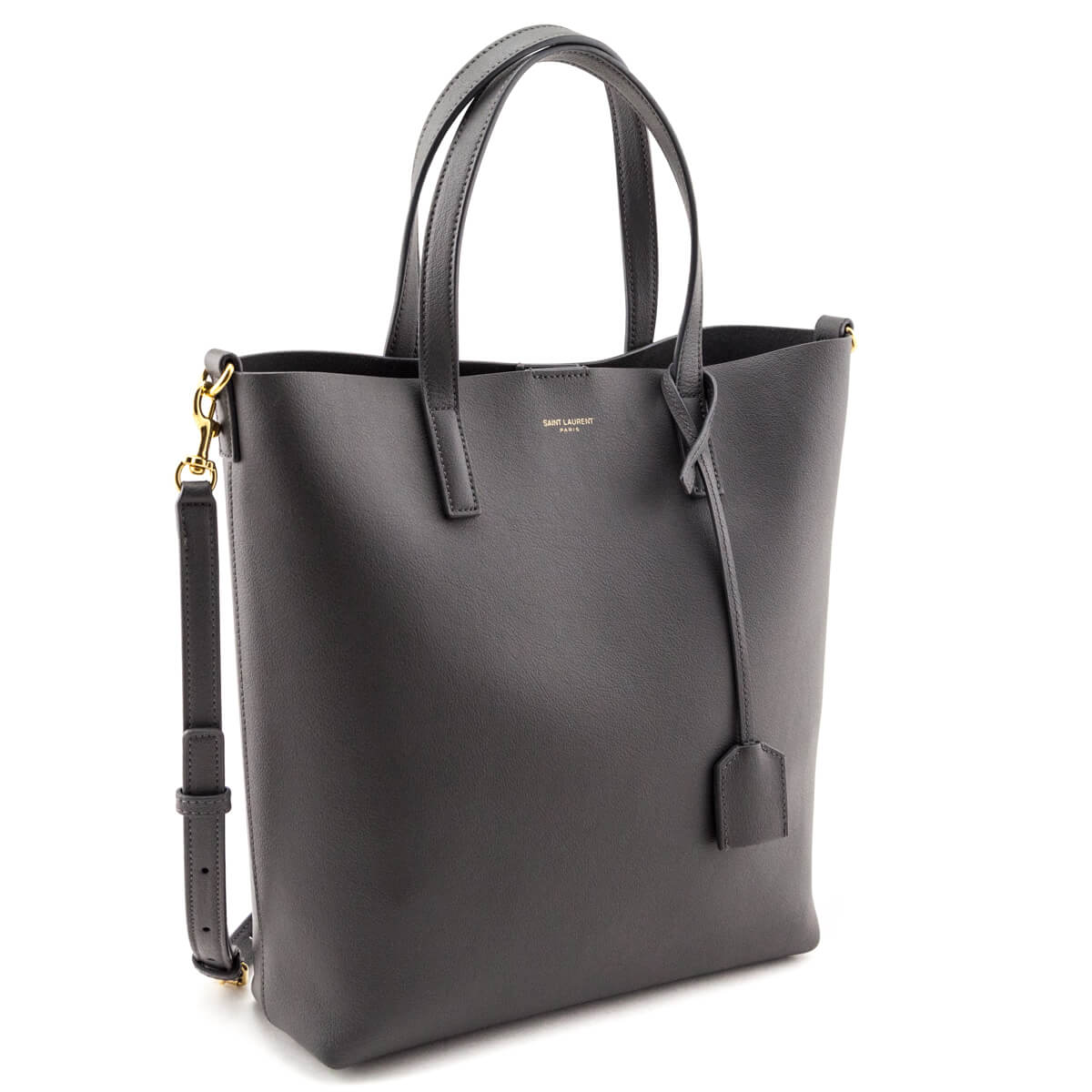 Luxury Saint Laurent Trending 2025 Gray Calfskin Toy Shopping Tote