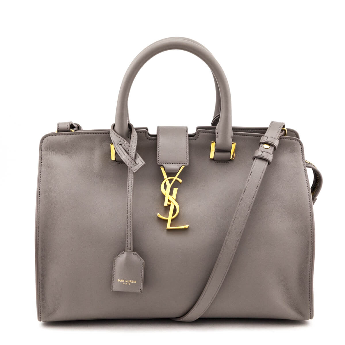 Luxury Saint Laurent Trending 2025 Gray Calfskin Small Monogram Cabas Bag