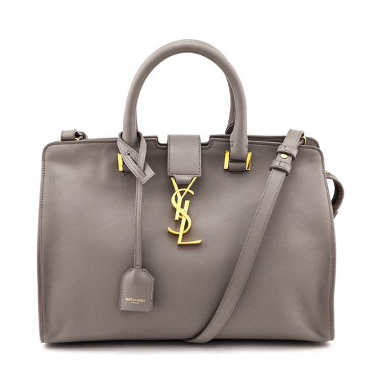 Luxury Saint Laurent Trending 2025 Gray Calfskin Small Monogram Cabas Bag