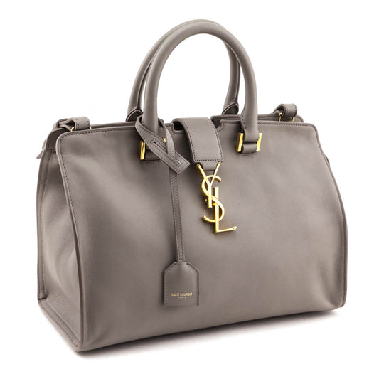 Luxury Saint Laurent Trending 2025 Gray Calfskin Small Monogram Cabas Bag