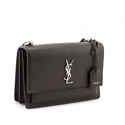 Luxury Saint Laurent Trending 2025 Kaki Grained Calfskin Medium Monogram Sunset Satchel