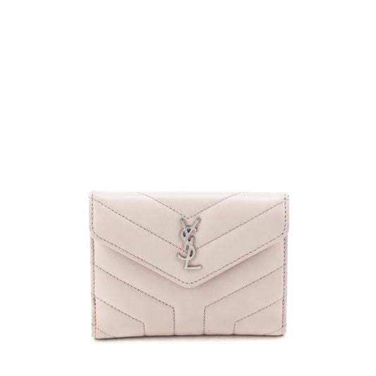 Luxury Saint Laurent Trending 2025 Marble Pink Matelasse "Y" Lambskin Loulou Compact Wallet