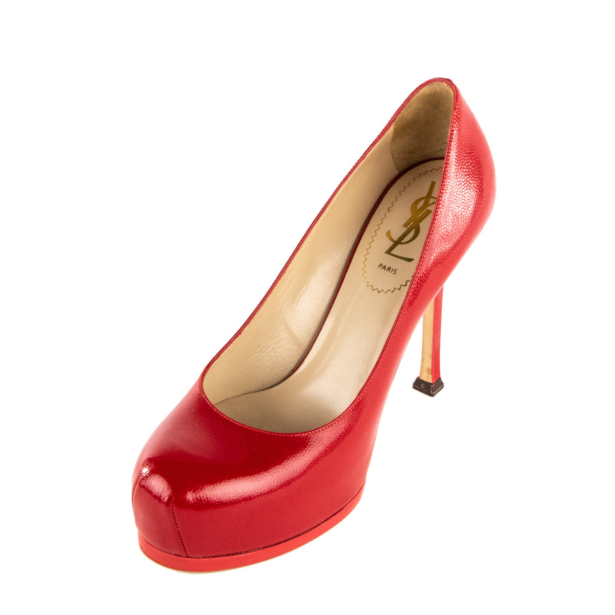 Luxury Saint Laurent Trending 2025 Red Leather Tribtoo Platform Pumps Size US 6 | EU 36
