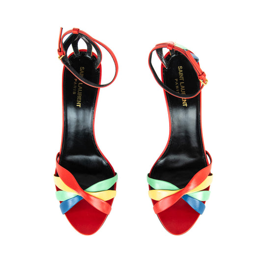 Luxury Saint Laurent Trending 2025 Red Multicolor Kristal Sandals Size US 10 | EU 40