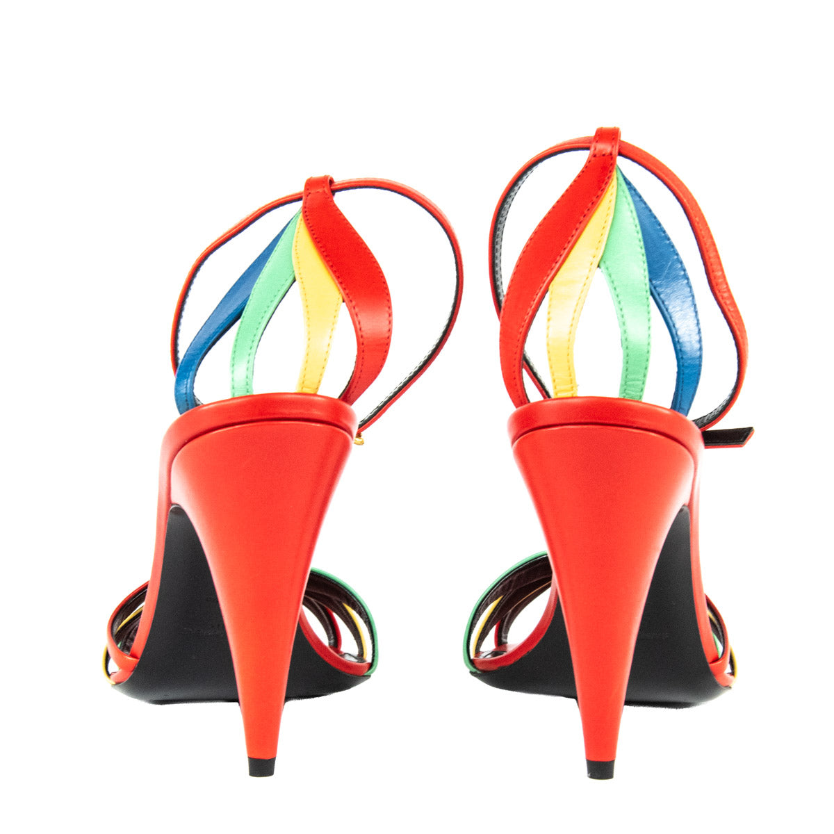 Luxury Saint Laurent Trending 2025 Red Multicolor Kristal Sandals Size US 10 | EU 40