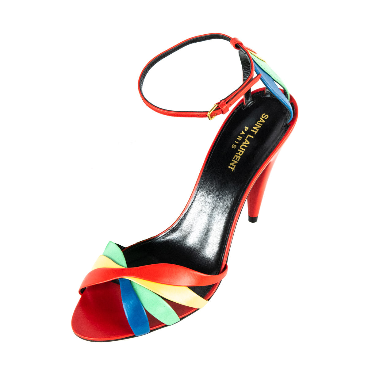 Luxury Saint Laurent Trending 2025 Red Multicolor Kristal Sandals Size US 10 | EU 40