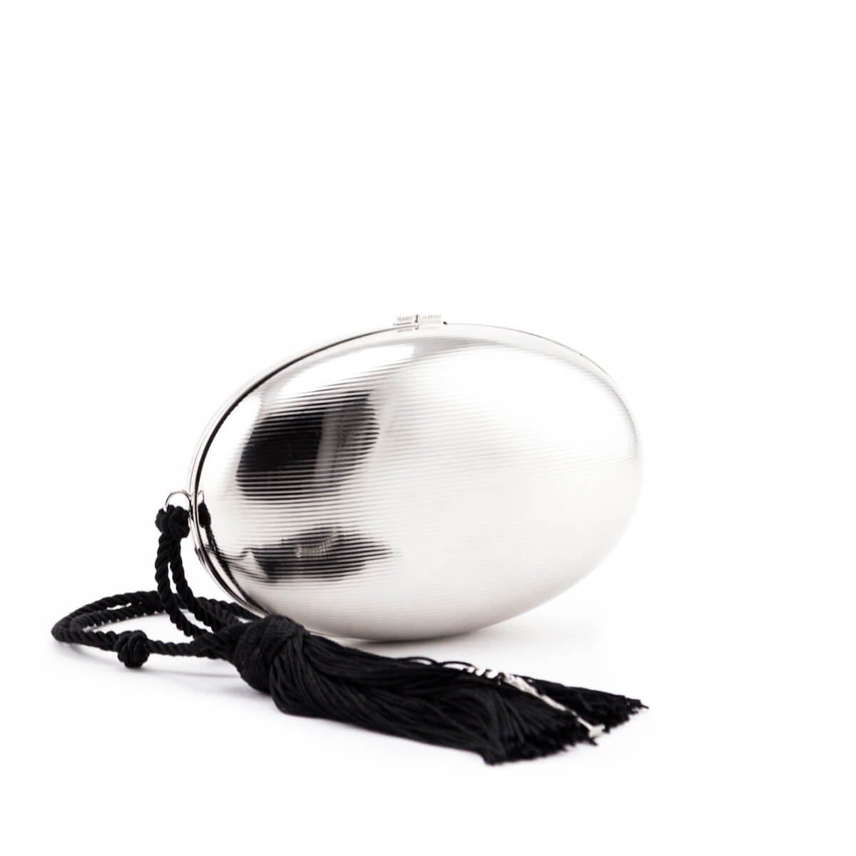Luxury Saint Laurent Trending 2025 Silver Brass Oval Logo Minaudiere