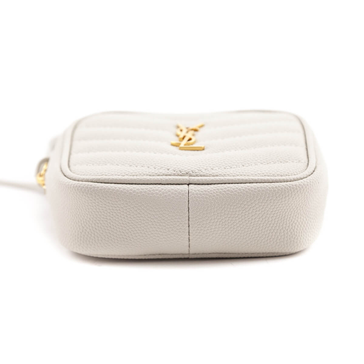 Luxury Saint Laurent Trending 2025 White Grain De Poudre Monogram Baby Lou Key Pouch
