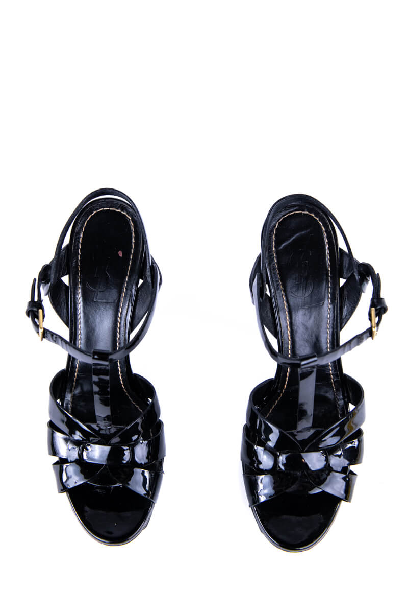 Luxury Saint Laurent Trending 2025 Black Patent Leather Tribute Pumps Size 10 | EU 40