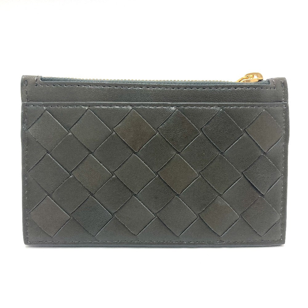 BOTTEGAVENETA Coin case leather Khaki type INTRECCIATO Key pouch unisex(Unisex)