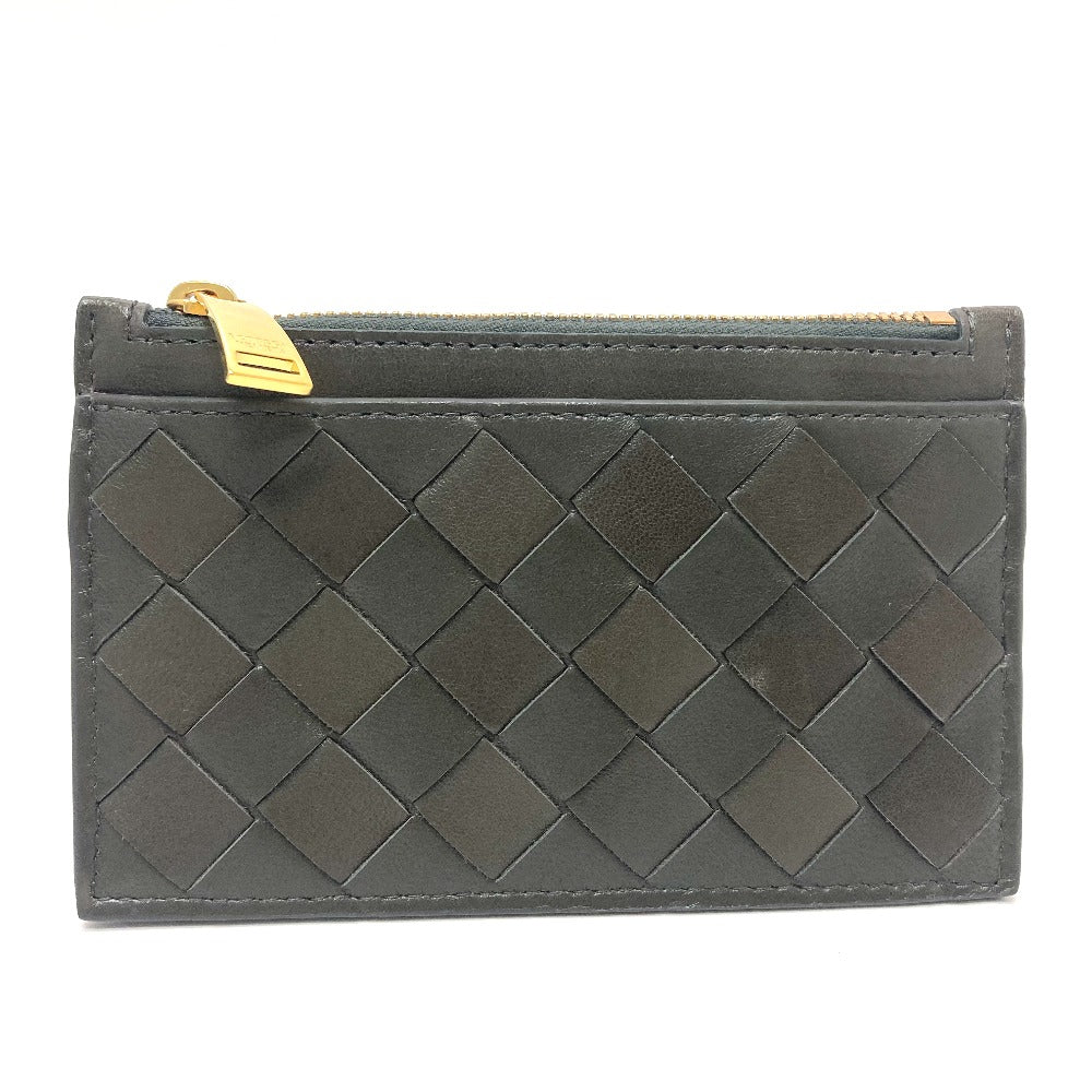 BOTTEGAVENETA Coin case leather Khaki type INTRECCIATO Key pouch unisex(Unisex)