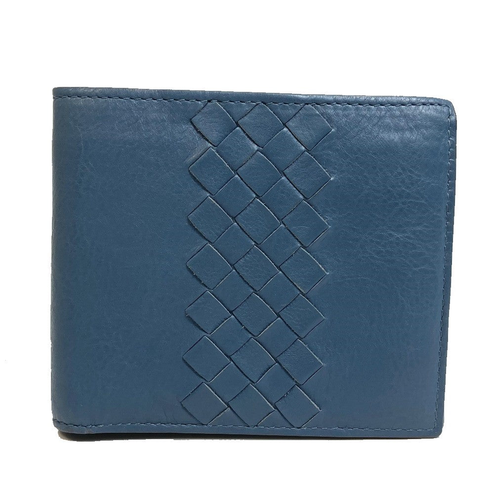 BOTTEGAVENETA Folded wallet leather Blue type INTRECCIATO Women