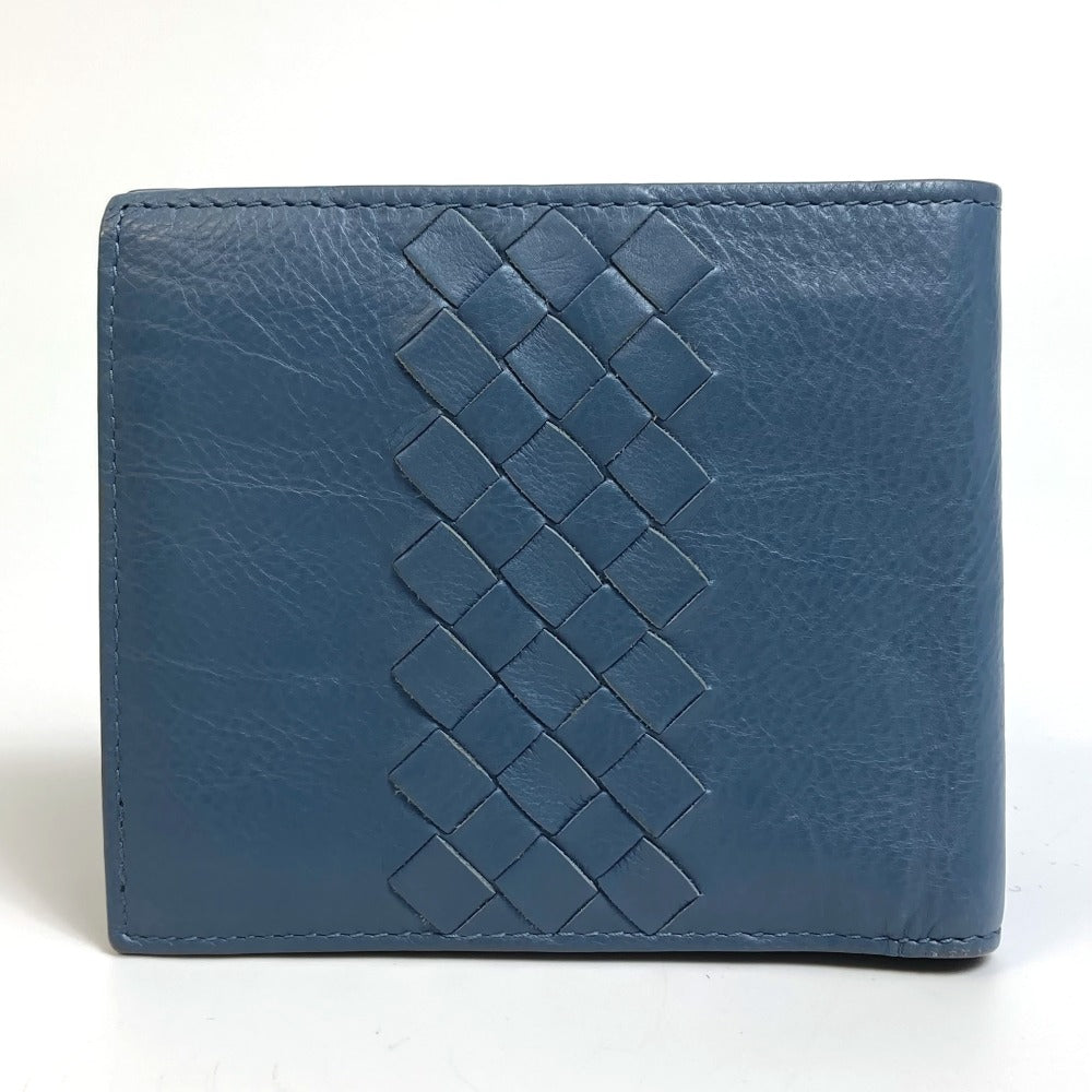 BOTTEGAVENETA Folded wallet leather Blue type INTRECCIATO Women