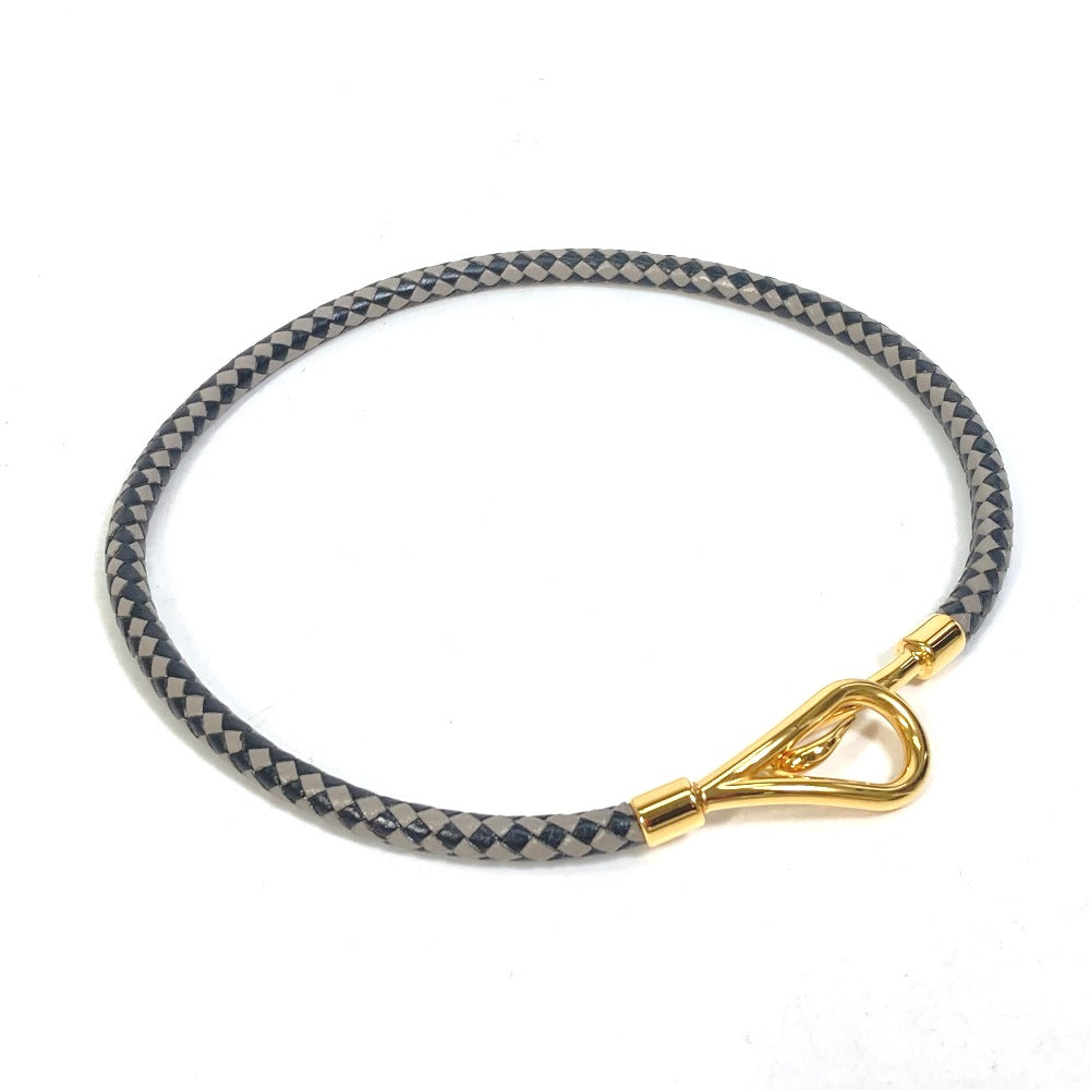HERMES bracelet leather Black Grey Accessories Jumbo bracelet Women