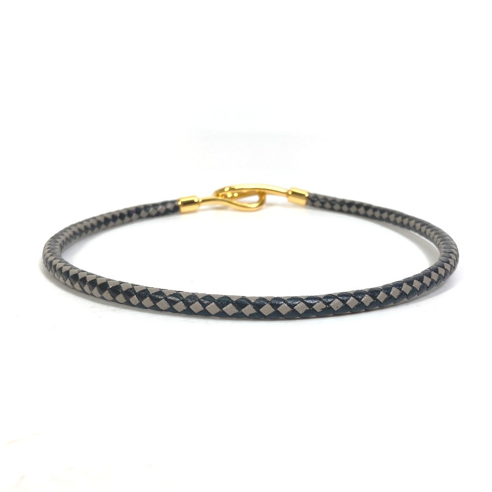 HERMES bracelet leather Black Grey Accessories Jumbo bracelet Women