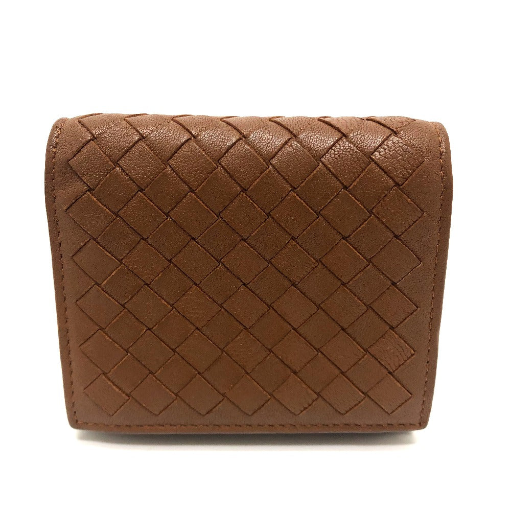 BOTTEGAVENETA Trifold wallet leather Brown INTRECCIATO Compact wallet Women